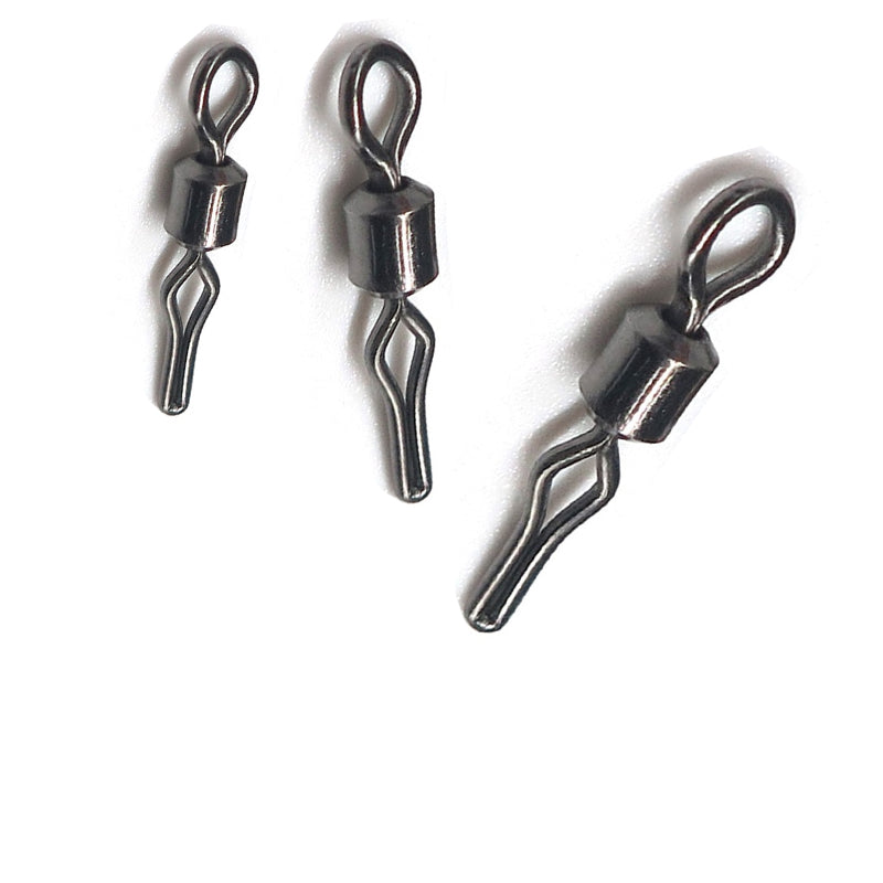 AMYSPORTS 500pcs/Pack Fishing Rolling Swivels with Side Clip (Black)