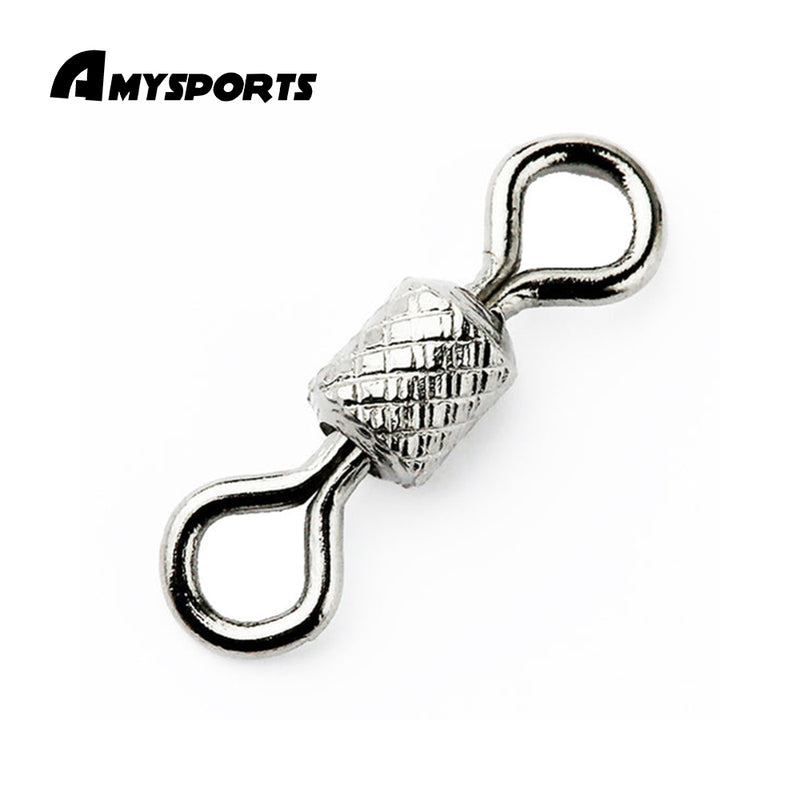 AMYSPORTS 50pcs/Pack Fishing Rolling Swivels Diamond Pattern