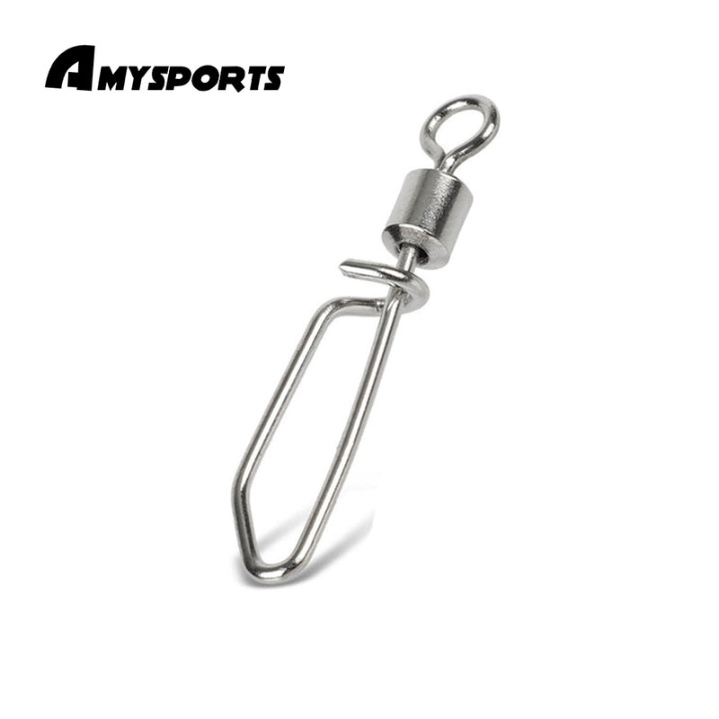 AMYSPORTS 50pcs/Pack Fishing Rolling Swivels with T Shape Snap (White)