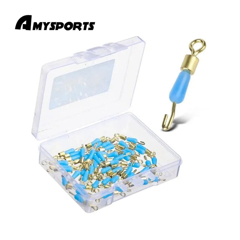 AMYSPORTS 50pcs/Pack Rolling Swivel Fishing with Solid Rings(Blue)