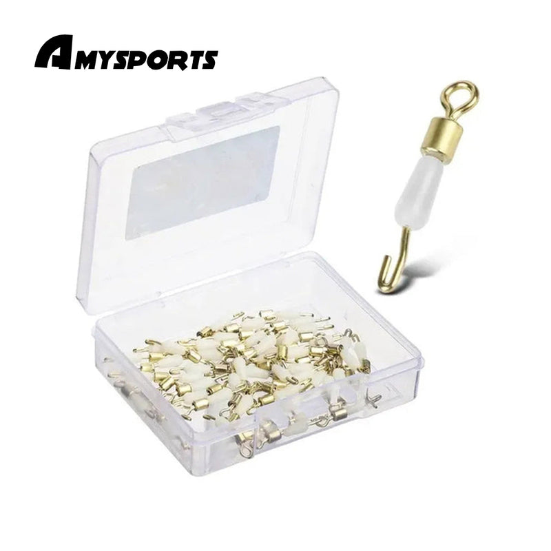AMYSPORTS 50pcs/Pack Rolling Swivel Fishing with Solid Rings(White)