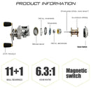 Sougayilang Baitcasting Fishing Combo Gear Ratio 6.3:1