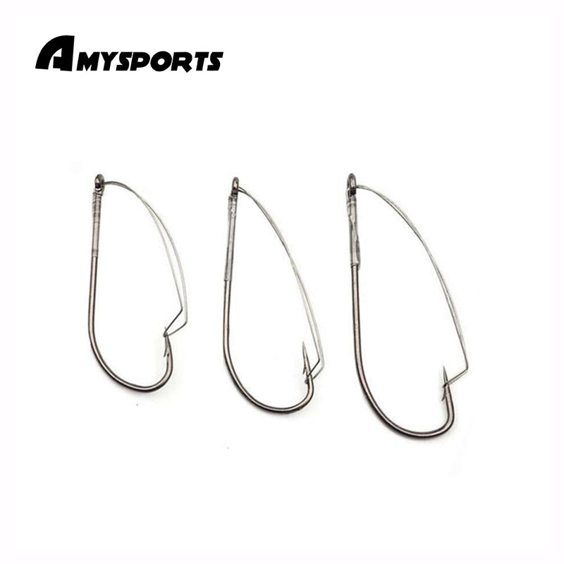 AMYSPORTS 100pcs/Pack Weedless Hook