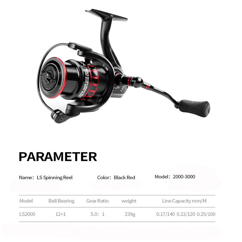 LINNHUE  LS 2000/LS3000 Spinning Fishing Reel 5.0:1 Gear Ratio