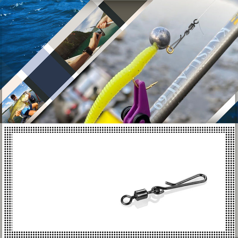 AMYSPORTS 100pcs/Pack Fishing Rolling Swivels with Hanging Snap(black) AMYSPORTS 100pcs/Pack Fishing Rolling Swivels with Hanging Snap(black)