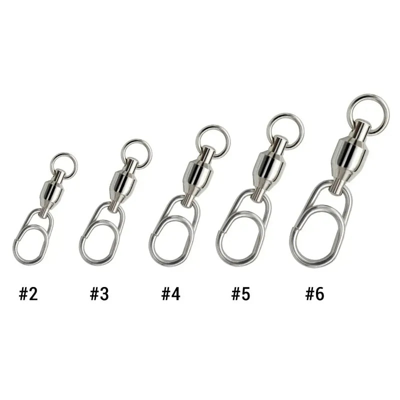 AMYSPORTS 4-6pcs Fishing Ball Bearing Swivel with Stainless Steel Snap (White)