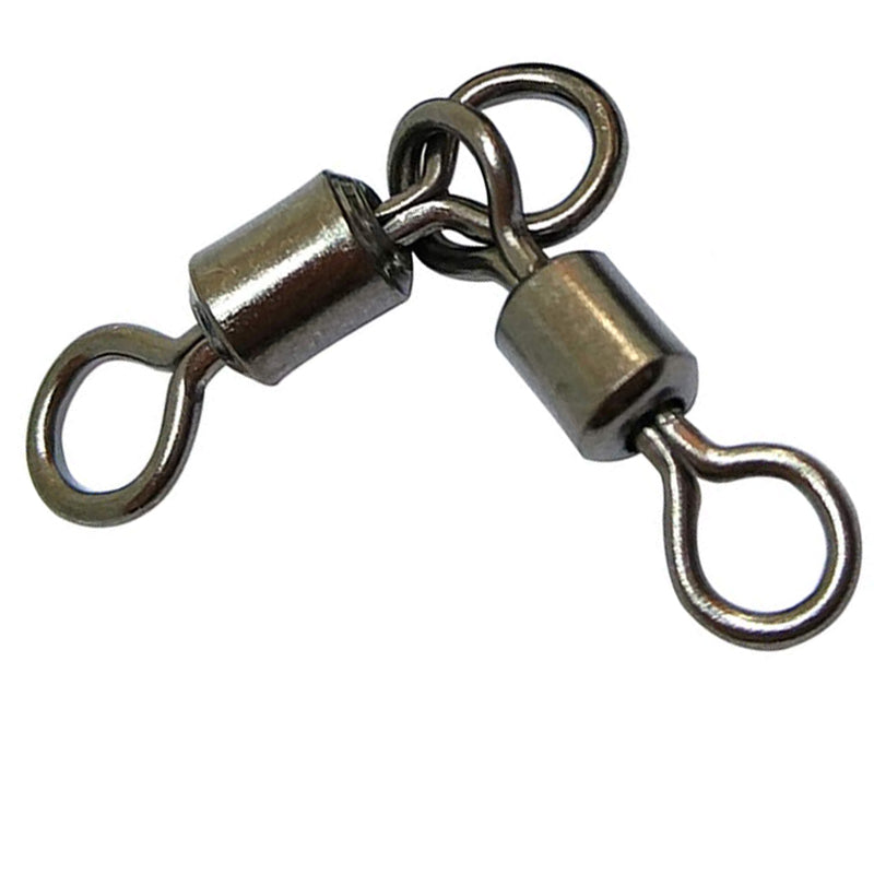 AMYSPORTS 100pcs/Pack Fishing Rolling Swivels 3 Way T Turn (Black)