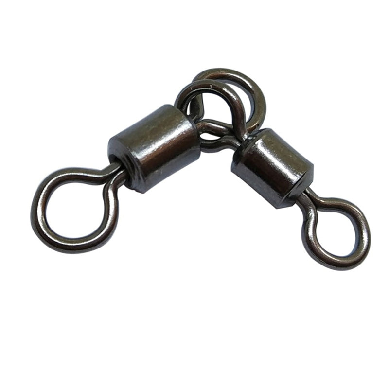 AMYSPORTS 100pcs/Pack Fishing Rolling Swivels 3 Way T Turn (Black)