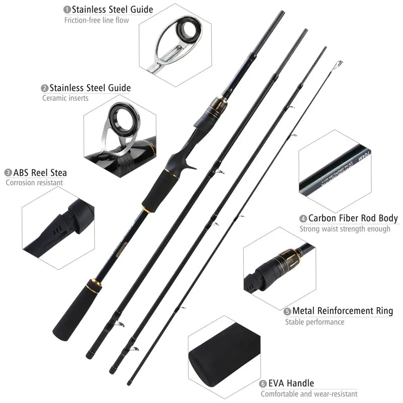 Sougayilang Casting Fishing Combo Gear Ratio 6.3:1 White Color