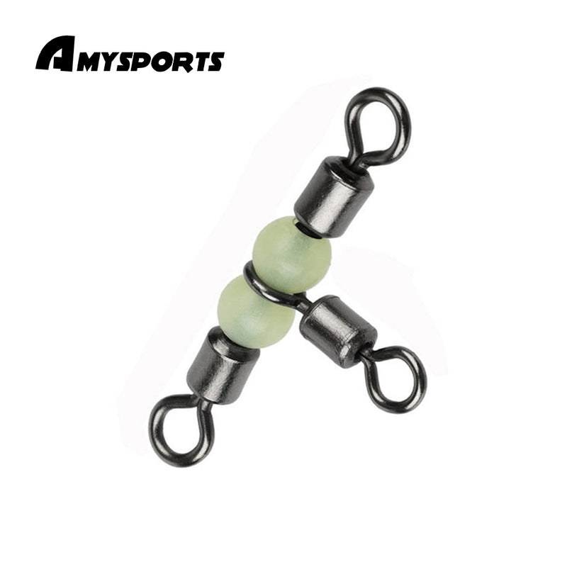 AMYSPORTS 100pcs/Pack Fishing Rolling Swivels 3 Way (Black)