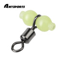 AMYSPORTS 20pcs/Pack Fishing Rolling Swivels with Fluorescent Beads（Black)