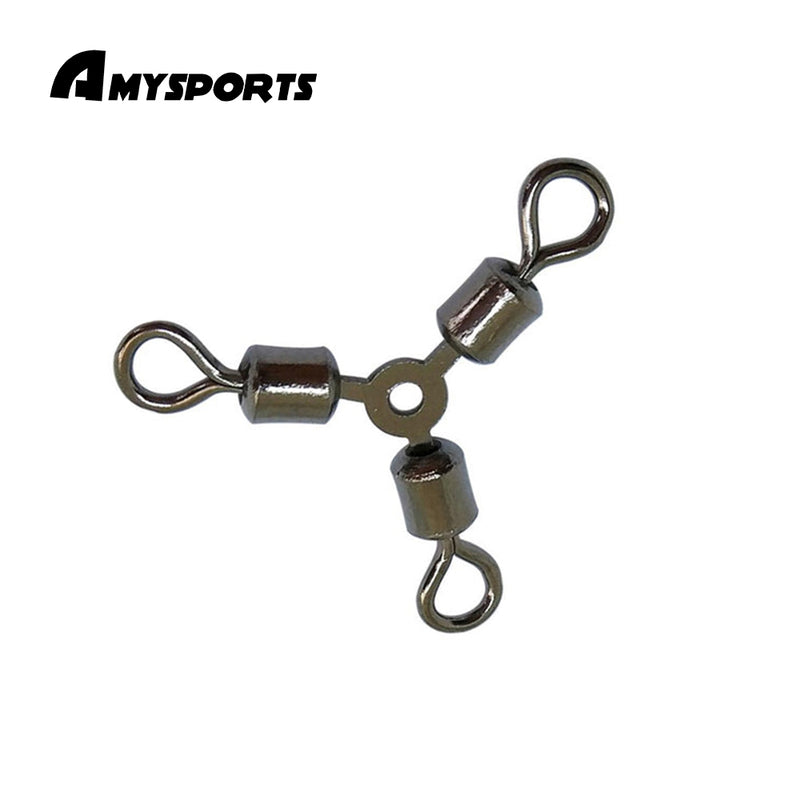 AMYSPORTS 100pcs/Pack Fishing Rolling Swivels 3 Way O-shape