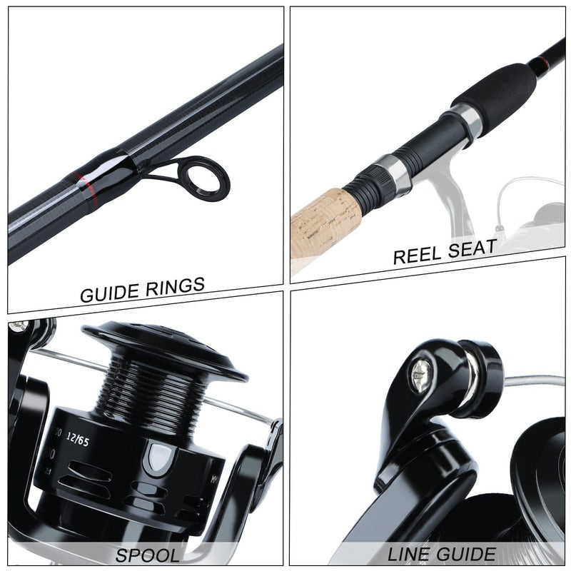 Sougayilang Spinning Fishing Combo Gear Ratio 5.2:1 (Black)