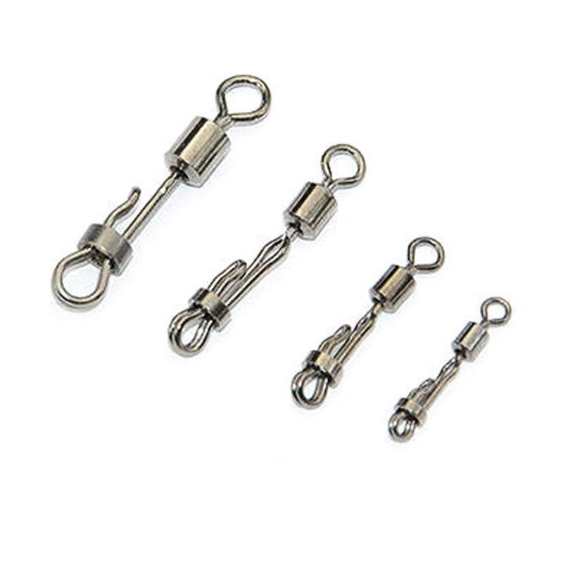 AMYSPORTS 10pcs/Pack Fishing Rolling Swivels with Lock Head (White)