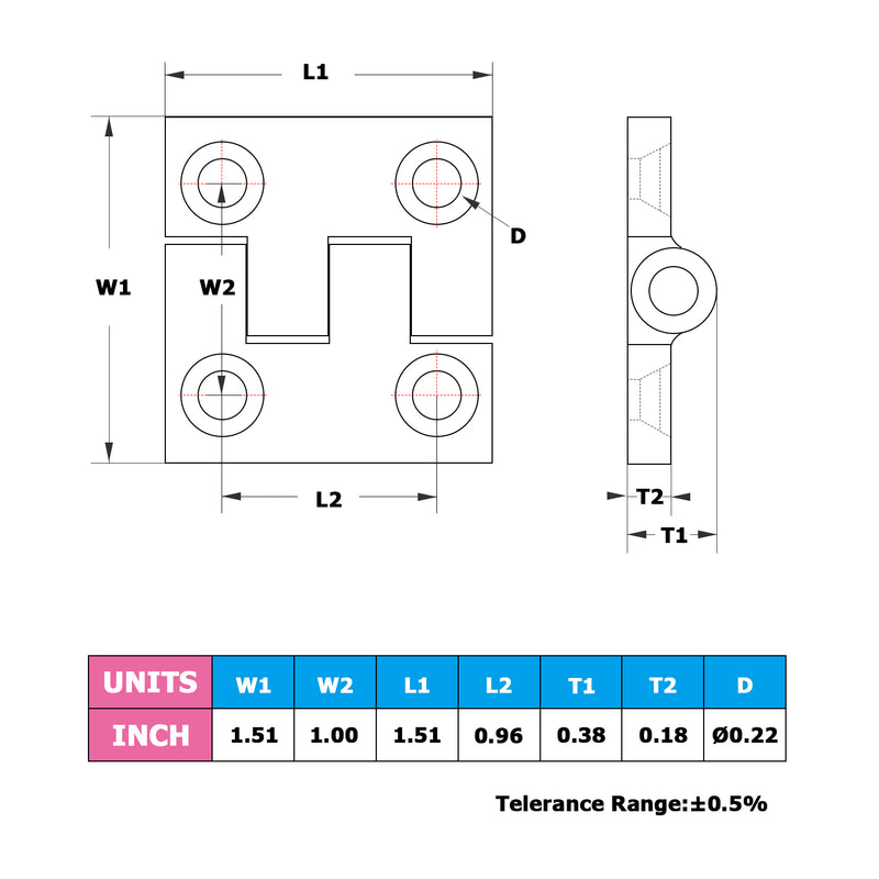 AMYSPORTS Marine Hinge 38*38mm 2Pcs