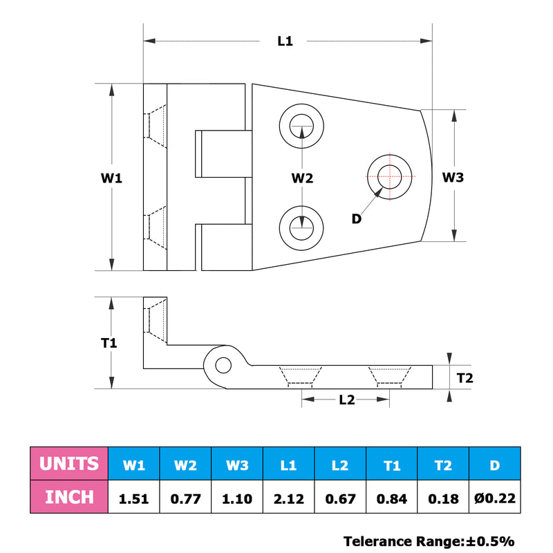 AMYSPORTS Marine Hinge 38*54mm 2Pcs