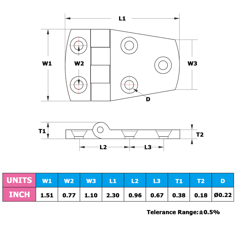 AMYSPORTS Marine Hinge 38*57mm 2Pcs