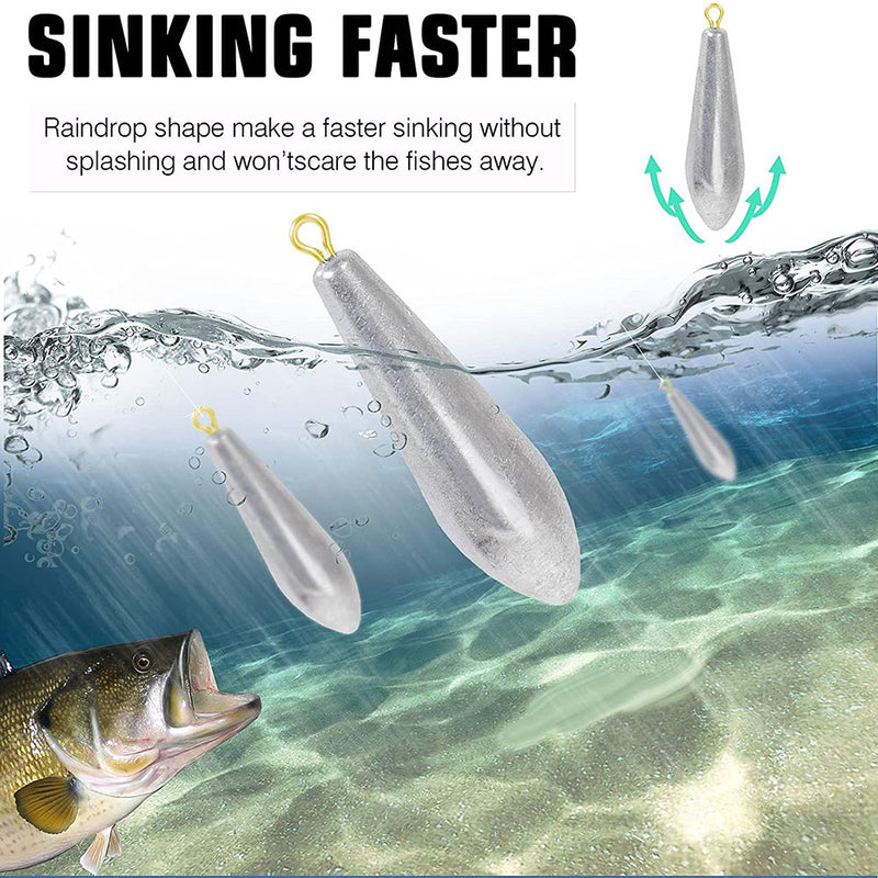 AMYSPORTS 3-10pcs/pack Streamlined Fishing Sinkers