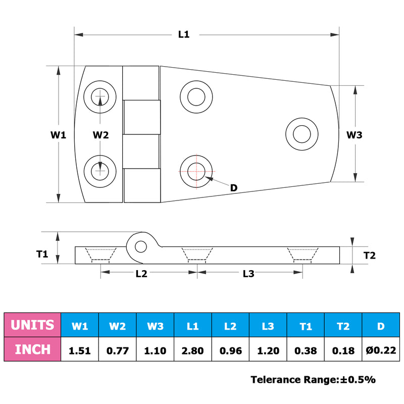 AMYSPORTS Marine Hinge 38*70mm 2Pcs