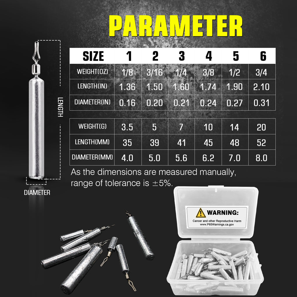Drop Shot Weight DAMIDEL 62Pcs/Box Lead s Kit (3/4oz, 1/2oz,1/4oz
