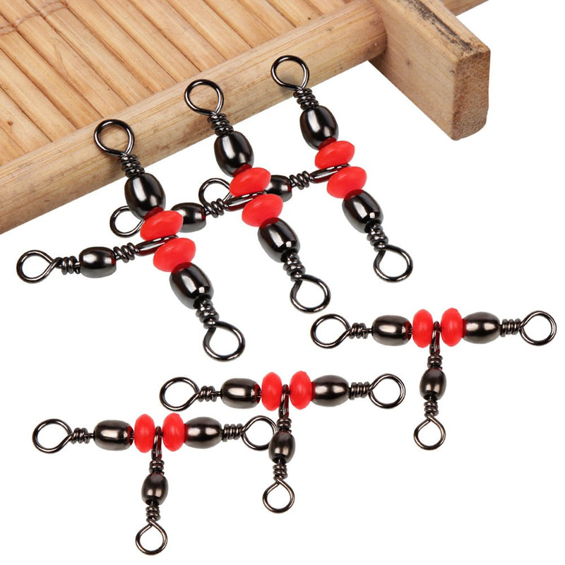 50pcs/Pack Fishing Barrel Swivels 3 Way (Black)
