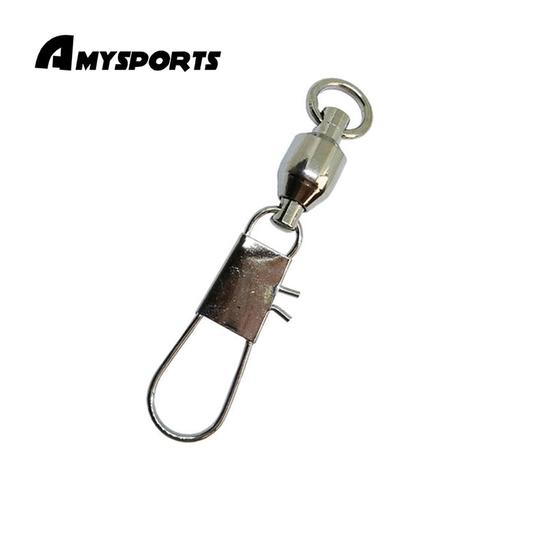 AMYSPORTS 25-50pcs/Pack Fishing Ball Bearing Swivels with Interlock Snap (White)