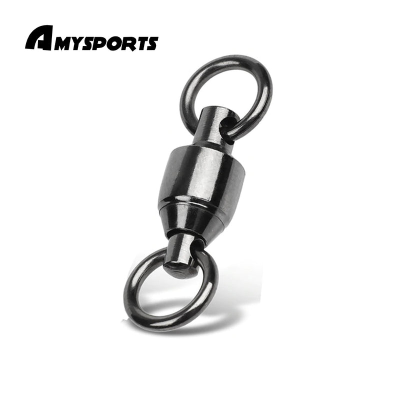 AMYSPORTS 25pcs/Pack Fishing Ball Bearing Swivels with Solid Welded Rings (Black)