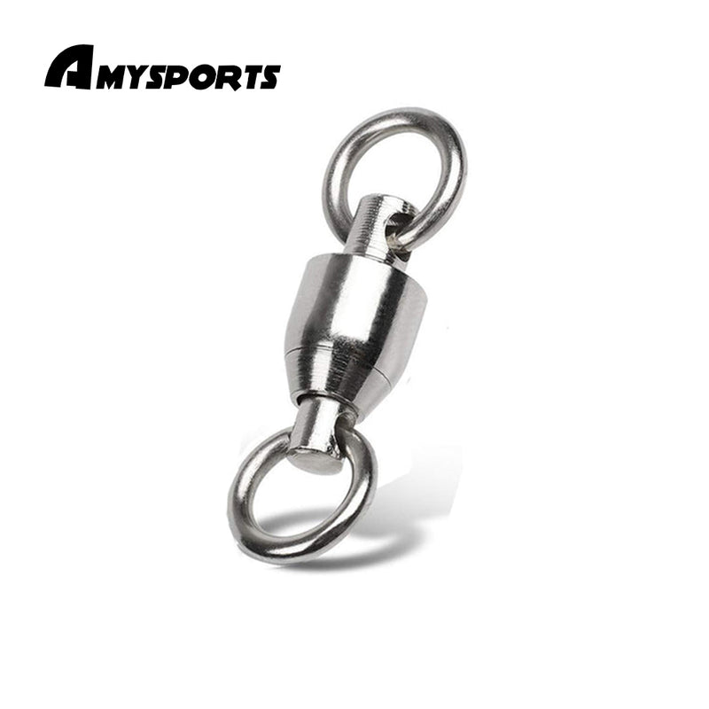 AMYSPORTS 25pcs/Pack Fishing Ball Bearing Swivels with Solid Welded Rings (White)