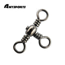 AMYSPORTS 25pcs/Pack Fishing Barrel Swivels 3 Way T Turn (Black)