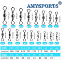 AMYSPORTS 50pcs/Pack Fishing Barrel Swivels (Black)