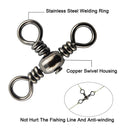 AMYSPORTS 25pcs/Pack Fishing Barrel Swivels 3 Way T Turn (Black)