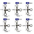 AMYSPORTS 25pcs/Pack Fishing Barrel Swivels 3 Way T Turn (Black)