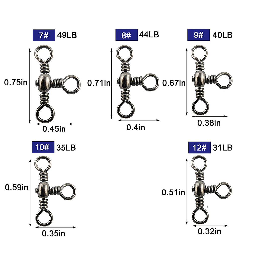 Fishing Barrel Swivels 3 Way T Turn, Barrel Swivel