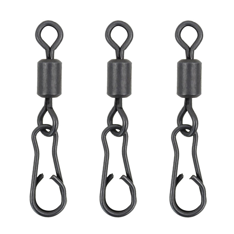 50pcs/Pack Fishing Rolling Swivels with Lock Clip Snap