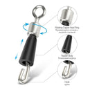 AMYSPORTS 50pcs/Pack Rolling Swivel Fishing with Solid Rings(Black)