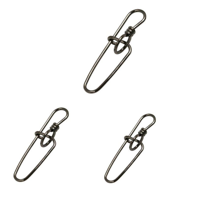 AMYSPORTS 50-100pcs/Pack Fishing Swivel Snaps Insurance Lock (Black)