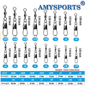 AMYSPORTS 50pcs/Pack Fishing Ball Bearing Swivels with Interlock Snap (Black)