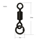 AMYSPORTS 200pcs/Pack Fishing Roling Swivels with Hook Ring (Black)