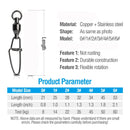 50pcs/Pack Fishing Ball Bearing Swivels with Interlock Clip Snap (Black)