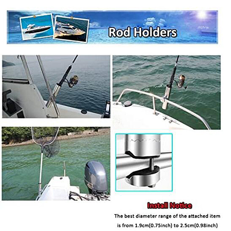 fishing rod holders for boats 2 inch Holder 1" to 1-1/4" Rails even in rough water Rod Holder Fasteners for 10