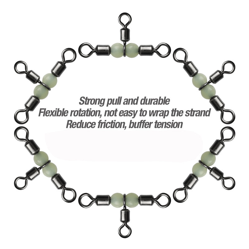 AMYSPORTS 100pcs/Pack Fishing Rolling Swivels 3 Way (Black)