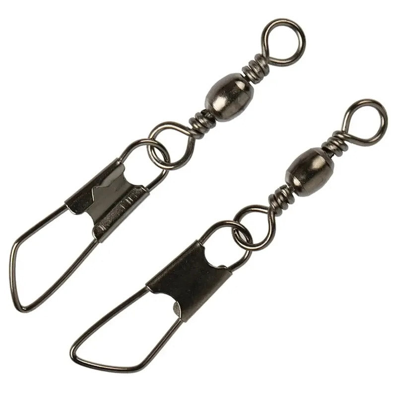 200pcs/Pack Fishing Barrel Swivel with Safety Snap（Sliver）