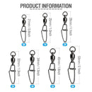 50pcs/Pack Fishing Ball Bearing Swivels with Interlock Clip Snap (Black)