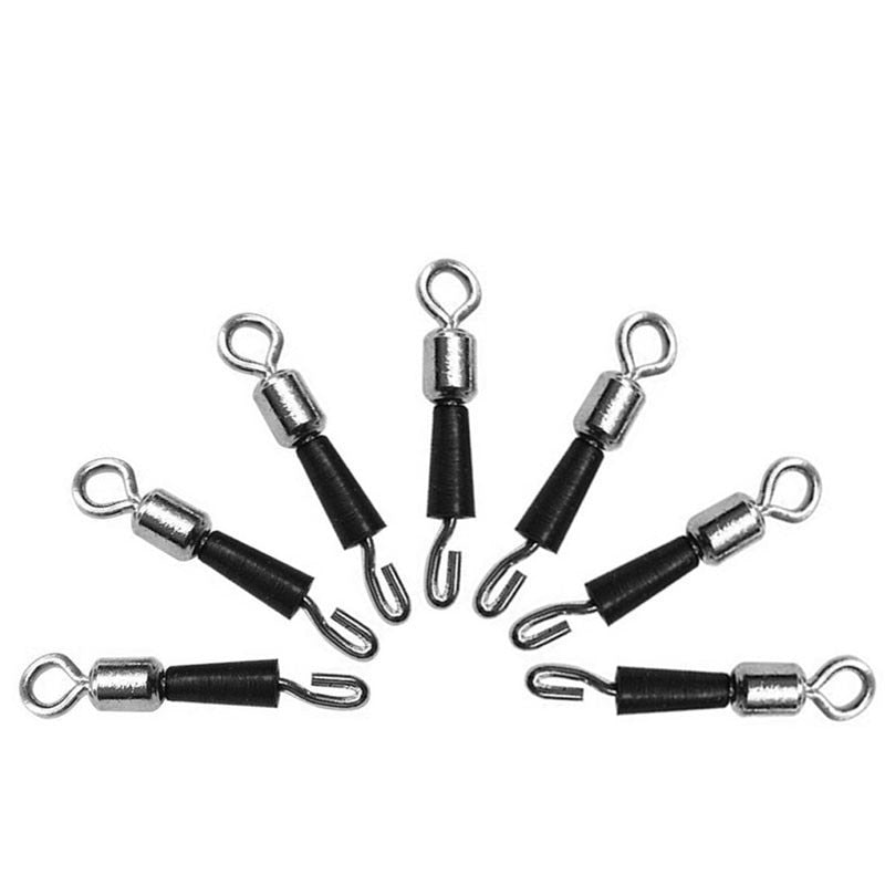 AMYSPORTS 30pcs/Pack Fishing Rolling Swivels with Hook (White)