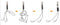 AMYSPORTS 30pcs/Pack Fishing Rolling Swivels with Hook (White)