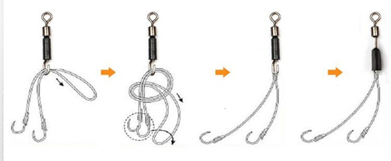 AMYSPORTS 30pcs/Pack Fishing Rolling Swivels with Hook (White)