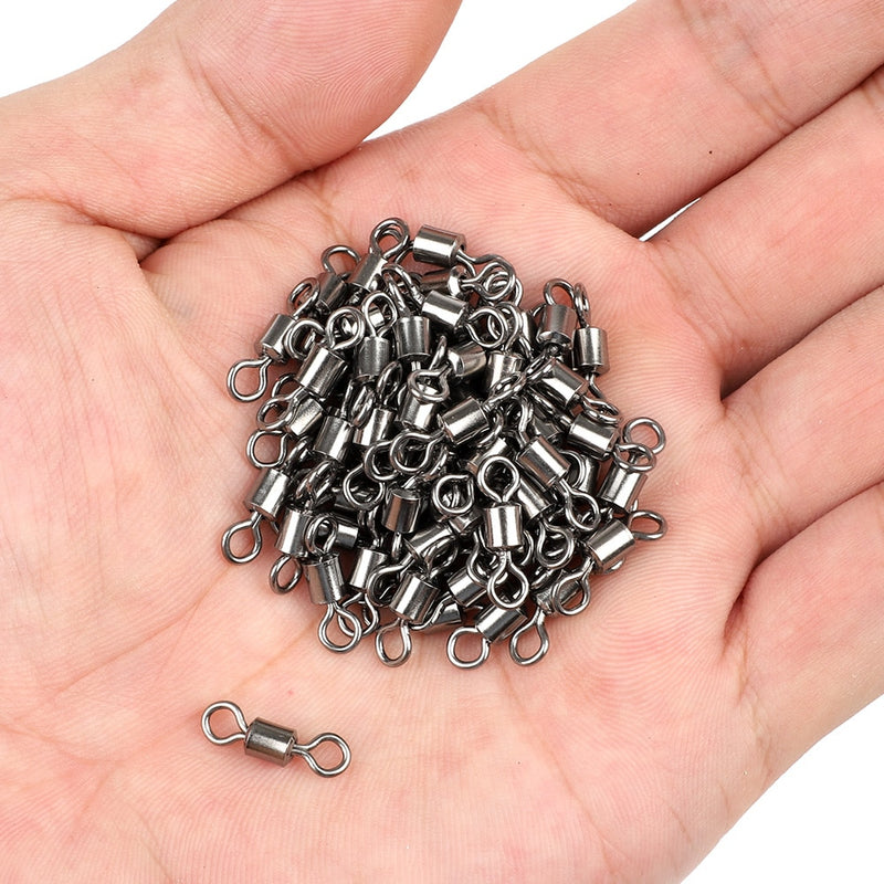50pcs/Pack Fishing Rolling Swivels (Black)