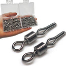 AMYSPORTS 500pcs/Pack Fishing Rolling Swivels with Side Clip (Black)