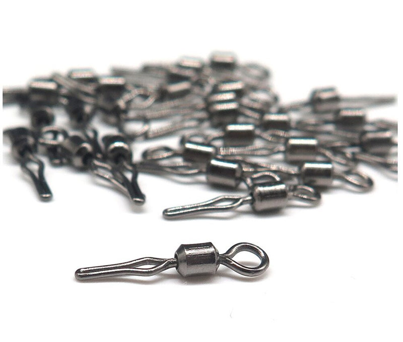 AMYSPORTS 500pcs/Pack Fishing Rolling Swivels with Side Clip (Black)