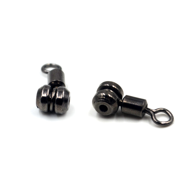 AMYSPORTS 100pcs/Pack Fishing Rolling Swivels with Fishing Connector （Black)